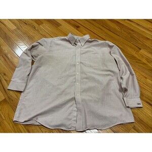 Mens LL Bean White With Blue Pin Stripe Long Sleeve Button Up 17 1/2 - 34